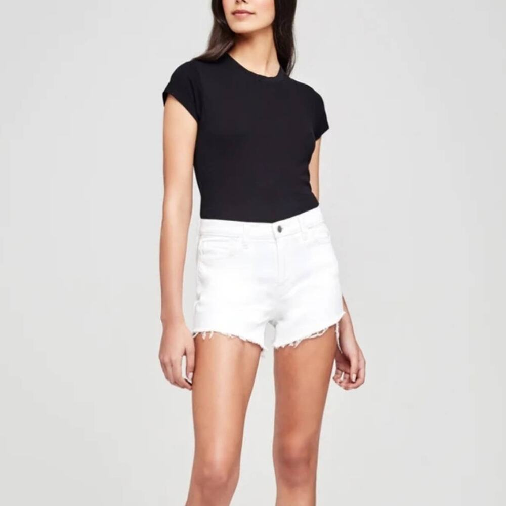 NWT L'AGENCE Ryland White High Rise Frayed Hem Denim Shorts Women's 2 - Picture 6 of 13